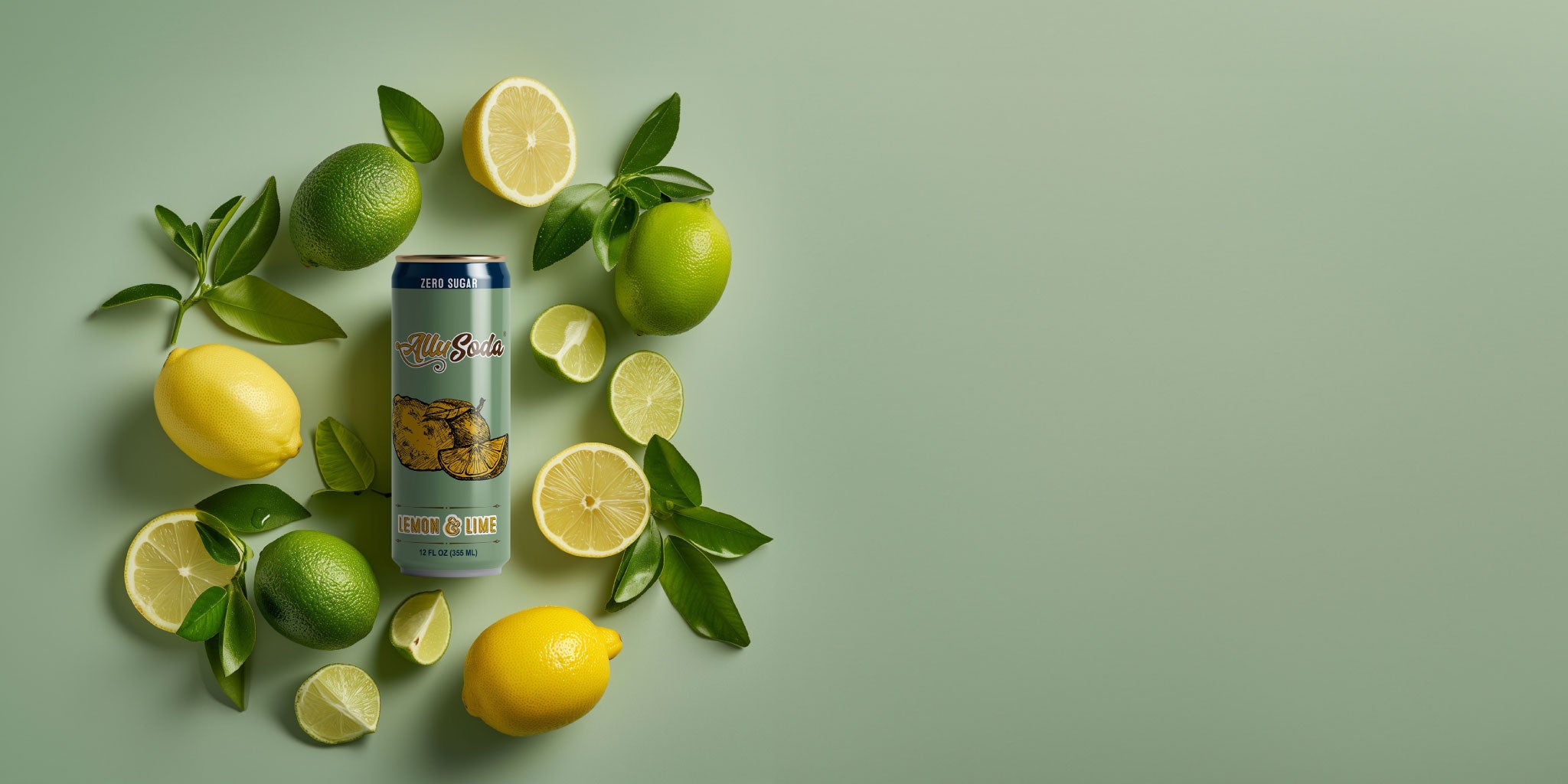 AlluSoda Lemon & Lime Craft Soda - Natural Zero Sugar